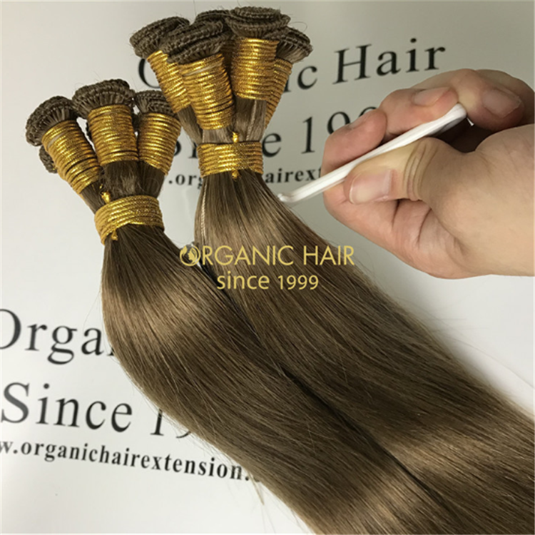 100% unprocess Russian double drawn  hand tied weft A56